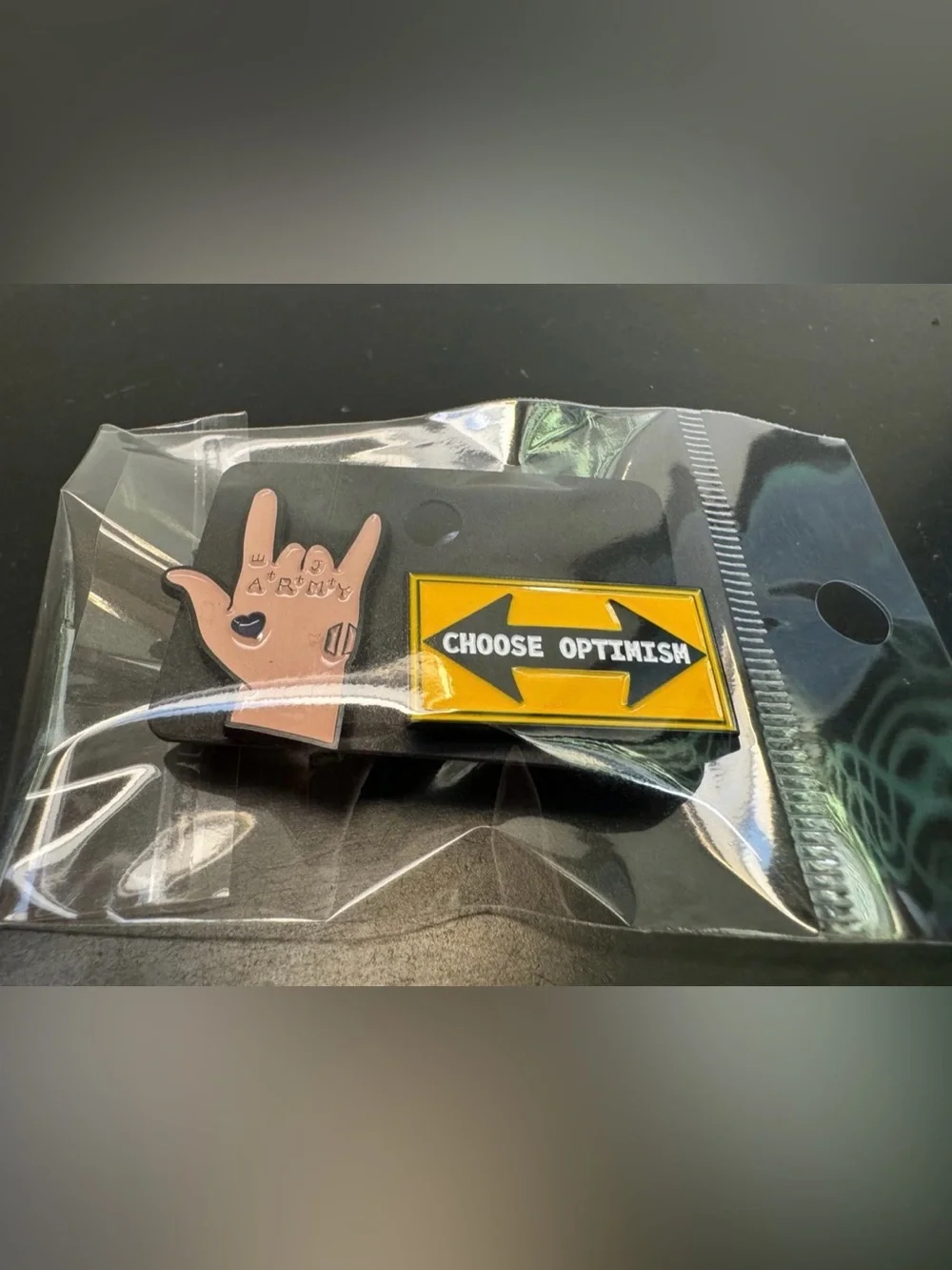 Enamel Pins Optimism Sign Army Hand Love Positivity